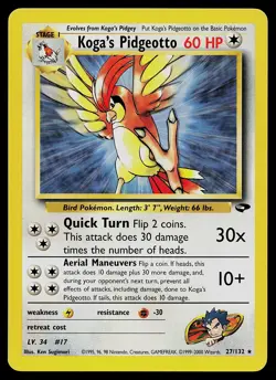 Pokemon Card - Koga's Pidgeotto Gym Challenge 27/132 Rare - Image 1