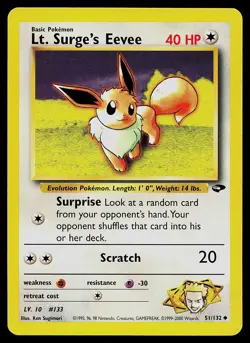 Pokemon Card - Lt. Surge's Eevee Gym Challenge 051/132 Uncommon - Image 1
