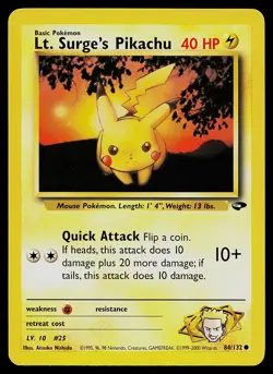 Pokemon Card - Lt. Surge's Pikachu Gym Challenge 84/132 Common - Image 1