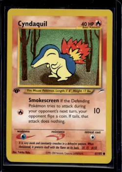 2002 Pokemon Neo Destiny 1st Edition Cyndaquil #61/105 - Image 1