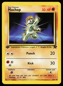 Machop 59/82 Common 1st Edition Team Rocket Pokemon Card - Image 1