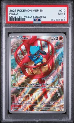 2025 Pokemon MEP EN Riolu MEG ETB-Mega Lucario #10 PSA 9 - Image 1