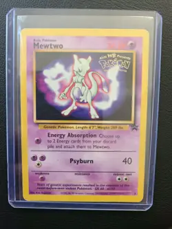 1999 Pokemon the First Movie Mewtwo Kids WB Holo #3 Black Star Promo - Image 1