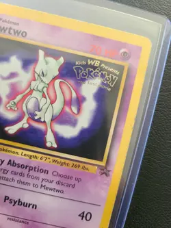 1999 Pokemon the First Movie Mewtwo Kids WB Holo #3 Black Star Promo - Image 2