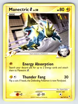 Manectric 66/147 2009 Supreme Victors Set Pokemon Card TCG Uncommon - Lp/Mp - Image 1