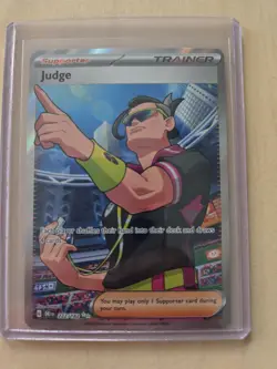 Pokemon TCG Judge Trainer Full Art Destined Rivals Ultra Rare Card 222/182 - Image 1