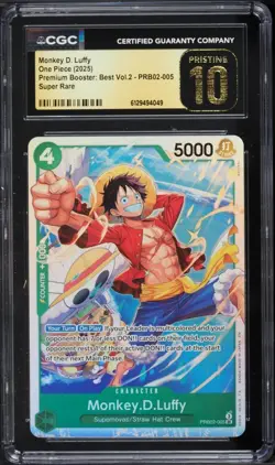 CGC 10 English Monkey D. Luffy PRB02-005 One Piece Japanese Super Rare - Image 1