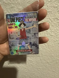 Bandai One Piece Card Game Monkey D. Luffy US Voyage Promo Holo P-055 5000 - Image 1