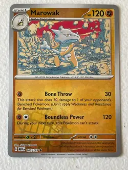 POKEMON MAROWAK #105/165 RARE REVERSE HOLOFOIL NM SCARLET & VIIOLET 151 CARD - Image 1