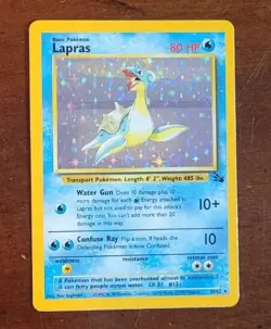 Lapras Fossil Holo Rare Pokemon TCG 10/62 Vintage 151 WOTC Unlimited Card LP - Image 1