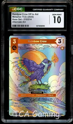 CGC 10 GEM MINT Rainbow Crow Off to Aid 215/214 ALTERNATE ART Metazoo Card 095 - Image 1