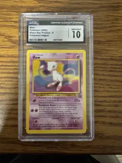 2000 Pokemon Black Star Promos #8 Mew Pokemon League CGC 10 PSA 10 Quality - Image 1