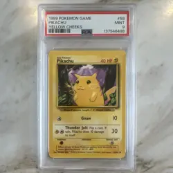 Pokemon Pikachu 58/102 Base Set Yellow Cheeks Regular PSA 9 Wizards of the Coast - Image 1