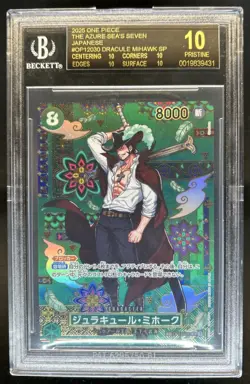 2025 One Piece Seas Seven Japanese Dracule Mihawk SP #OP12030 BGS 10 Black Label - Image 1