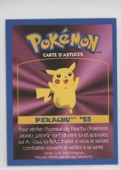 Pikachu Kellogg's Pokemon Game Tip Cards #25 1999 - Image 2