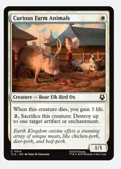Curious Farm Animals | MTG TLA Avatar | Creature Boar Elk Bird Ox Life Gain | NM - Image 1