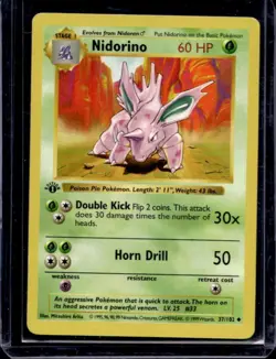 1999 Pokemon 1st Edition Nidorino #37/102 - Image 1