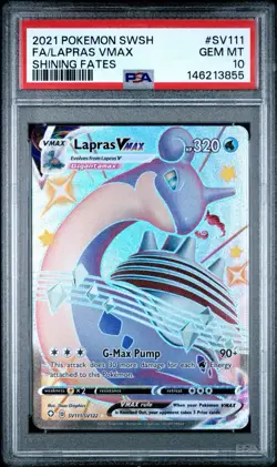 2021 POKEMON SWORD & SHIELD SHINING FATES #SV111 FULL ART/LAPRAS VMAX PSA 10 - Image 1