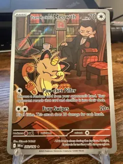 2025 Pokemon Destined Rivals Team Rocket's Meowth IR #203/182 Illustration Rare - Image 1