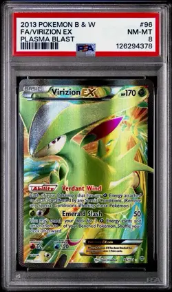 Pokemon Virizion Ex 96/101 Full Art PSA 8 NM-MT - Image 1