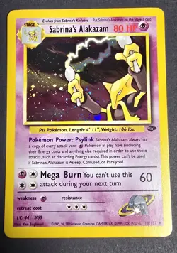 Pokemon TCG Gym Challenge Sabrina's Alakazam Holo Rare 16/132 80 HP 2000 English - Image 2
