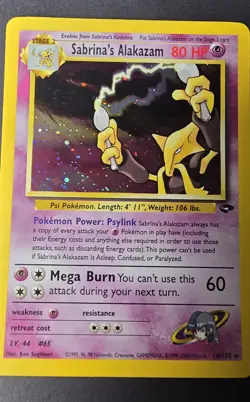 Pokemon TCG Gym Challenge Sabrina's Alakazam Holo Rare 16/132 80 HP 2000 English - Image 5