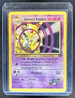 2000 Pokemon Gym Challenge Sabrina's Kadabra #58/132 - Image 1