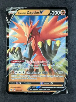 2021 Pokemon GALARIAN ZAPDOS V #080/198 Chilling Reign Ultra Rare English - Image 1
