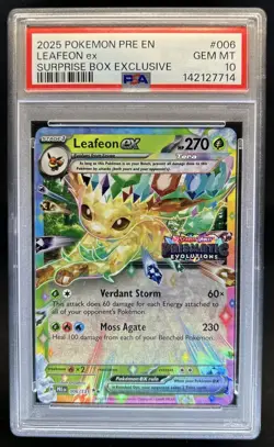 2025 Pokemon Prismatic Evolutions Leafeon ex Promos #006/131 PSA 10 GEM MINT - Image 1
