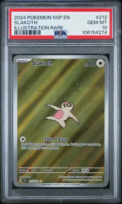 2024 POKEMON SSP EN-SURGING SPARKS ILLUSTRATION RARE #212 SLAKOTH PSA 10 - Image 1