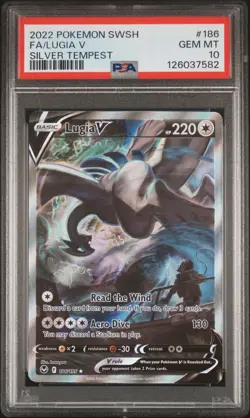 2022 POKEMON SWORD & SHIELD SILVER TEMPEST #186 FULL ART/LUGIA V PSA 10 - Image 1