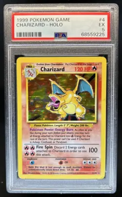 1999 Pokemon Unlimited Charizard Rare Holo #4/102 PSA 5 - Image 1