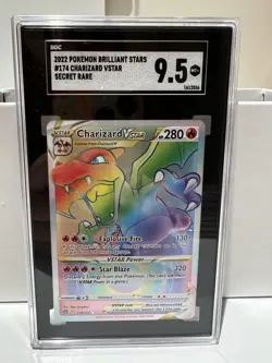 2022 Pokemon Brilliant Stars Charizard VSTAR Rainbow Secret rare - SGC 9.5 - Image 1