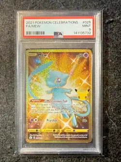 2021 Pokemon Mew Celebrations Shiny Gold Full Art PSA 9 #025 - Image 1