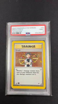 Brock 15/132 Holo Rare - Pokemon 1st Edition Gym Heroes PSA 9 Mint - Image 1