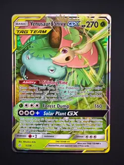 Venusaur & Snivy GX Tag Team 1/236 Pokemon Cosmic Eclipse Ultra Rare Near Mint - Image 1