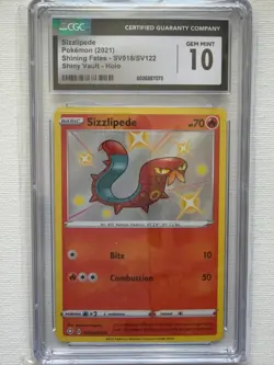 2021 Pokemon TCG Shining Fates Sizzlipede SV018 Shiny Vault Holo Gem Mnt CGC 10 - Image 1