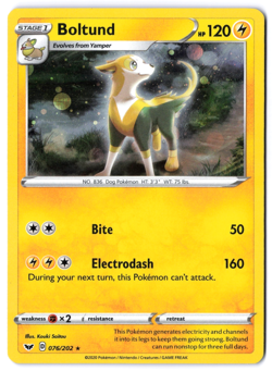 Pokemon TCG Boltund 076/202 Cosmo Holo Sword & Shield Base Set Playset NM - Image 1
