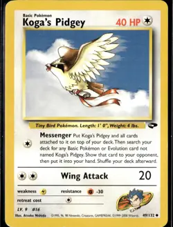 Koga's Pidgey 049/132 Uncommon Gym Challenge Pokemon TCG - LP - Image 1