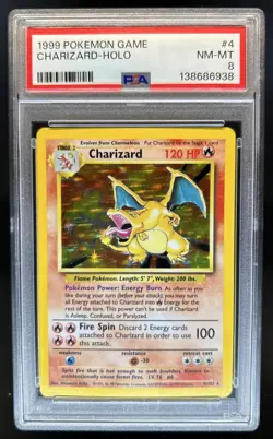 1999 Pokemon Unlimited Charizard Rare Holo #4/102 PSA 8 - Image 1