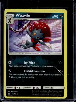 2018 Pokemon SM Ultra Prism Weavile Holo #74/156 - Image 1