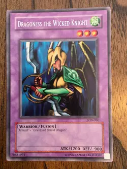 YuGiOh Dragoness the Wicked Knight LOB-086 Unlimited Edition Rare NM - Image 1