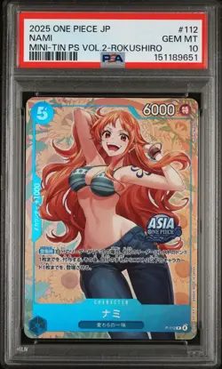 PSA10 One Piece Asia Promo NAMI P-112 Mini-tin Pack Set vol.2 KOUSHI ROKUSHIRO - Image 1