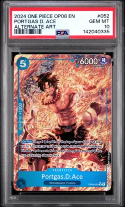 2024 One Piece OP08 Two Legends #052 Portgas D. Ace Alternate Art PSA 10 - Image 1