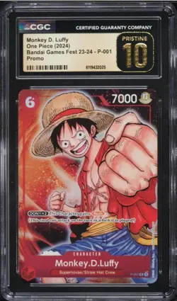 One Piece Monkey.D.Luffy P-001 Promo Bandai Games Fest 23-24 CGC 10 Pristine - Image 1