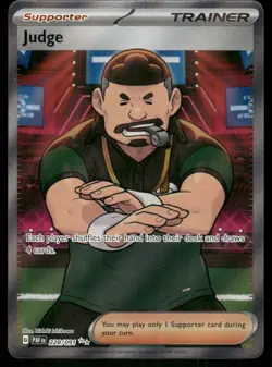 Judge 228/091 Ultra Rare Holo Paldean Fates Pokemon TCG trading card - Image 1