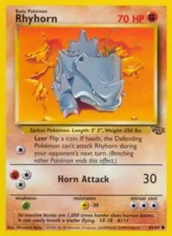 Rhyhorn - 61/64 - Common - Unlimited Edition PL/MP, English Pokemon Jungle - Image 1