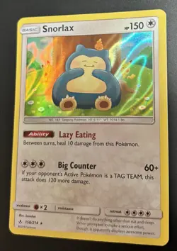Pokemon TCG Snorlax 158/214 SM Unbroken Bonds Holo Rare Card with Pikachu NM - Image 5