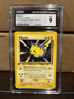 CGC 9 Pikachu 70/111 1st Edition Neo Genesis VINTAGE Pokemon TCG Card PSA 7086 - Image 1