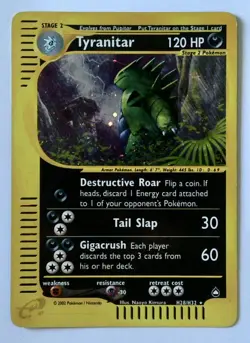 Pokemon Tyranitar 120 HP Holo Rare Aquapolis H28/H32 Stage 2 Card 2002 - Image 1